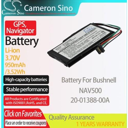 CameronSino Battery for Bushnell NAV500 fits Bushnell 20-01388-00A SBP-13 GPS, Navigator battery 950mAh/3.52Wh 3.70V Li-ion