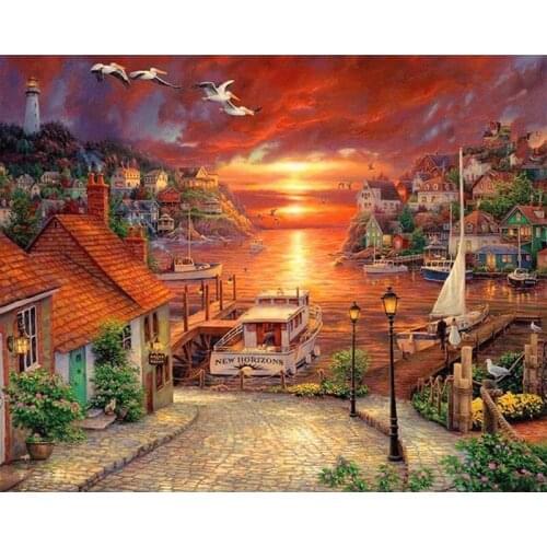 Full Square/round Diamond 5D DIY Diamond Painting Riverside house Embroidery Cross Stitch Rhinestone Mosaic Home Decor