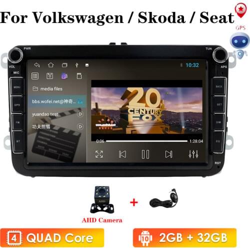 4Core 2G+32G 2din Android 10 Car Radios GPS Multimedia Player For VW/Volkswagen/Golf/Passat/b7/b6/Skoda/Seat/Octavia/Polo/Tiguan