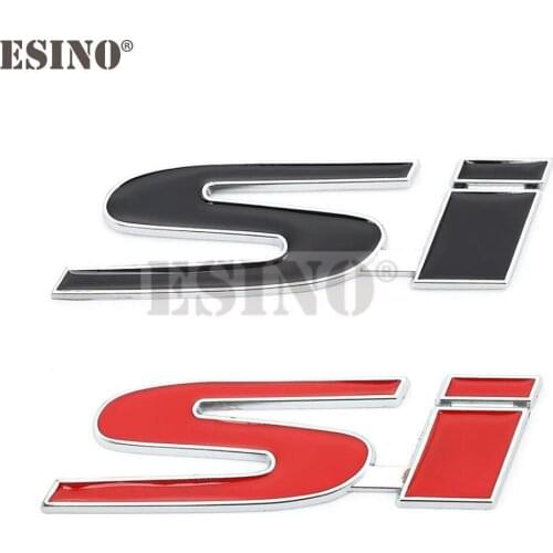 Car Styling 3D Metal Front Grill Chrome Zinc Alloy SI Emblem Badge Auto Accessory for Honda Civic Si