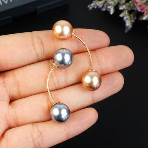Vintage Fixed Anti-light Round Brooch Pearl Word Curved Needle Shirt Cardigan Collar Pins Women Scarf Buckle Jewelry Accessories
