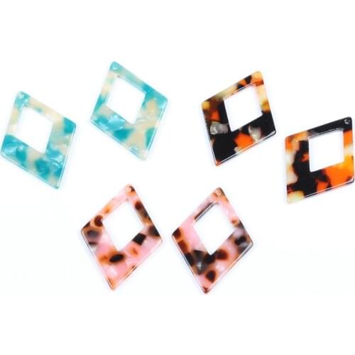 Ortoise Shell Beads,Acetate Acrylic Earrings Charms,Rhombus Shaped Pendant,Blanks Cutout,Earring Blank,36.5mmx27.5mm,ACE188