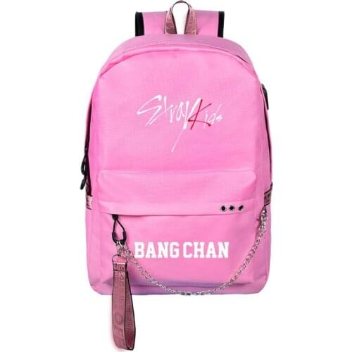 Kpop Stray Kids backpack large capacity USB charging Fabric schoolbag travel bag Fashion kpop stray kids