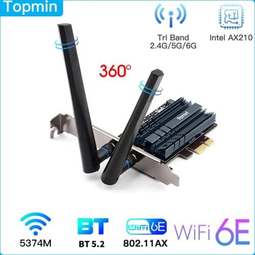 Fenvi 3000Mbps Dual Band Wireless Network Card Wi-Fi 6e Intel AX210 WiFi Adapter AX210NGW 802.11ac/ax Bluetooth 5.2 For Desktop