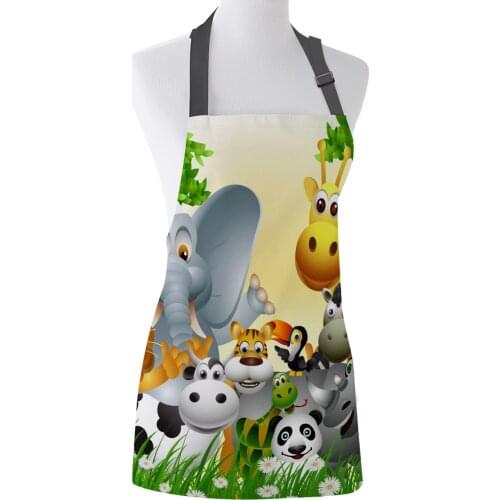 Elephant Tiger Giraffe Cartoon Animal Apron Adult Kids Bibs Home Cooking Baking Restaurant Kichen Aprons for Woman Cleaning