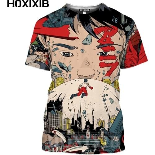HOXIXIB AKIRA T Shirt Men Black 3D Print Japan Explosion Disaster Anime Tshirt Women Masahiro Kanda Motorcycle Drag Racing Tops