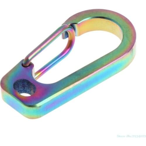 New Three color Titanium Alloy Carabiner Keychain Spring Flat Hole D Flashlight Buckle EDC Tool Drop Ship