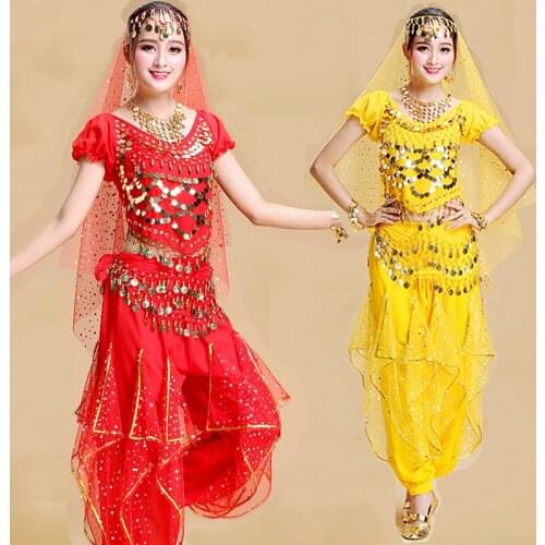 Adult Oriental India Dance Costume Suit Women Belly Dance Wear Multi Colors Bollywood Dancing Clothing