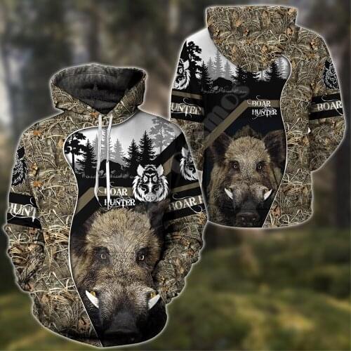 Beautiful Boar Hunting 3D All Over Printed Unisex Deluxe Hoodie Men Sweatshirt Zip Pullover Casual Jacket Tracksuit KJ316