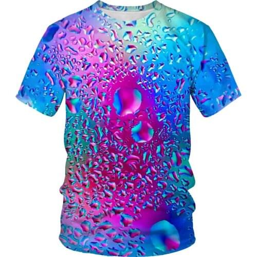 Summer Fashion New Water Drop Ice Cube Mens T-shirt 3D Printing Casual Cool Mens Large Size 3DO Collar T-shirt