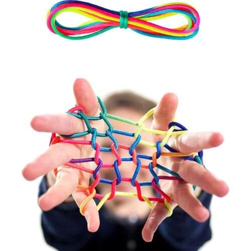 String Game Rope Set Children Rainbow Colored Finger Rope Kids Hand Game Strings Developmental Toy Baby Interactive Toys