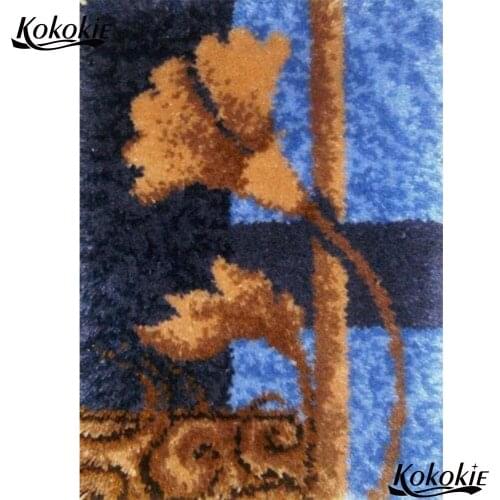 Latch hook kits rug vloerklee cross stitch kits embroidery needlework sets stitch throw flower cushion mat Crocheting Rug Yarn