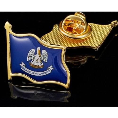 State of Louisiana Novelty Flag Pattern Gold Plated Brooch USA Lapel Pins Gift