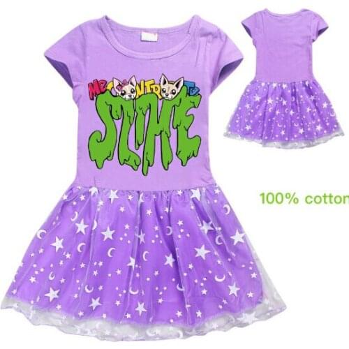 New Christmas Dress Cartoon Animal Print Me Contro Te Baby Girl Clothes Cotton Polyester Knee-Length Princess Dress Robe Casual