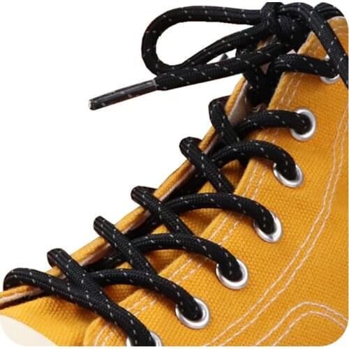 Weiou New Men 0.45CM Diameter Black Striped Reflective Polyester Shoelaces Best Gift Laces For Your Sports Sneakers Canvas Boots