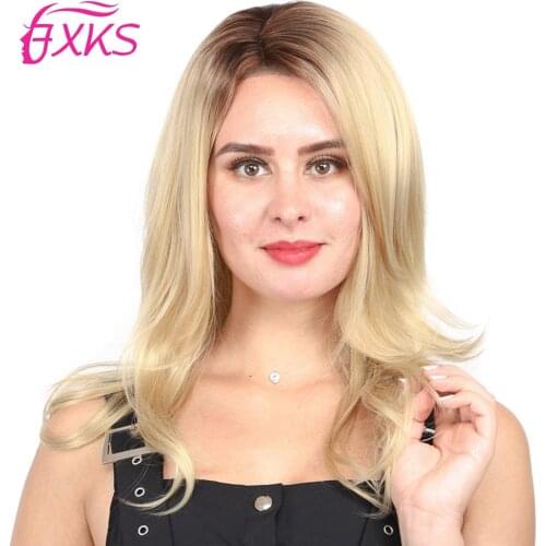 Synthetic Lace Wigs Ombre Wigs Side Part Lace Hair Wigs Black Blonde Color Hair Short Wigs High Temperature FXKS