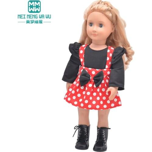 Fits 43-45cm American Doll clothes accessories Fashion polka dot suspender skirt Girls gift