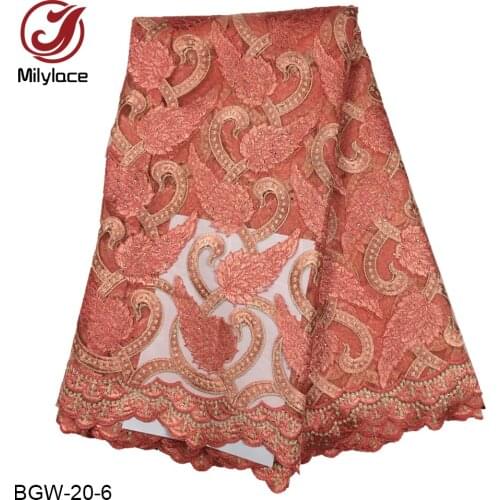 Promotion African lace fabric french net lace with stones 5 yards per lot