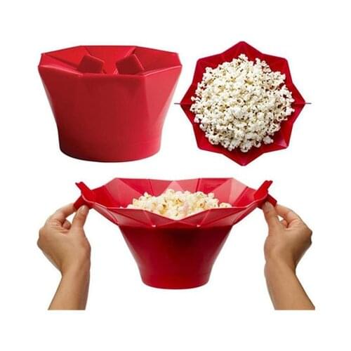 Microwave Oven Silica Gel Popcorn Bowl Popcorn Container High Temperature Resistance Can Folding Popcorn Make Artifact
