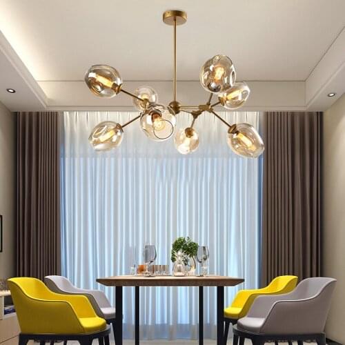 Nordic Glass LED Chandelier Lighting for Home Living Room LED Chandeliers Ceiling Kitchen Hanging Lamp Bedroom Lighting Fixtures