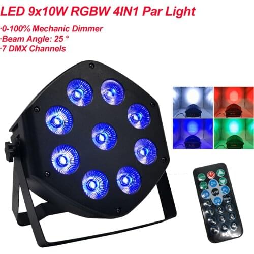 9x10W LED Par Light RGBW 4IN1 Disco Wash Light Equipment 7 Channels DMX 512 LED Strobe Stage DJ Disco Party Effect Lighting