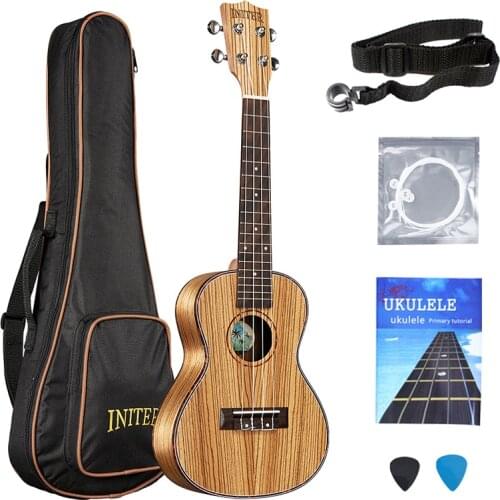 INITER 23/26 Inch Concert Ukulele Zebra Wood High Quality Ready Stock Small Hawaiian Guitar Beginner Easy Learn& Gift Freebie