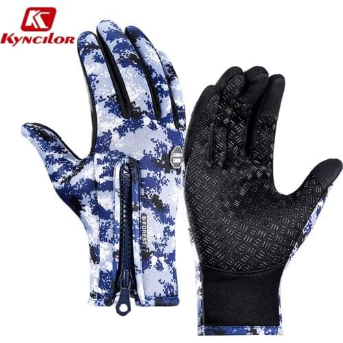 Kyncilor Winter Warm Cycling Gloves Full Finger Waterproof Bike Gloves for Men Women Camouflage Touch Screen Bicycle Gloves
