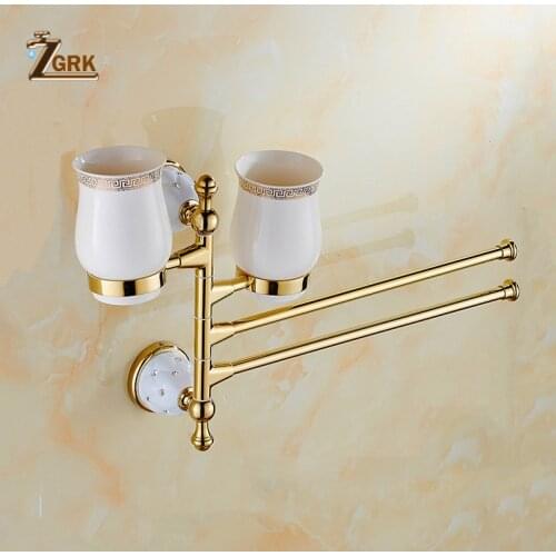 ZGRK BathroomTowel Rack Bathroom Kitchen Bath Rack Brushed Towel Rack Home With Cup Holder Sucker Hanger Supplies Bath
