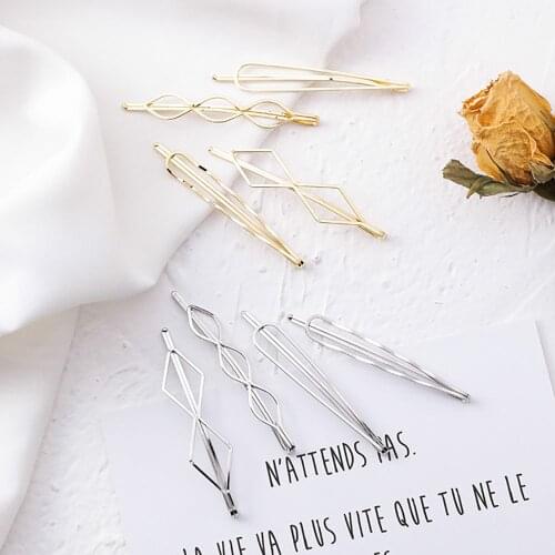 6Pcs Geometric Metal Hairpin Hair Clip Clamps Accessories Barrettes Bobby Pin Headwear Headdress Styling Jewelry Pearl Marquise