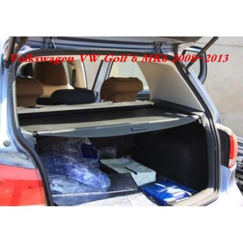 Car Rear Trunk Security Shield Cargo Screen Shield shade Cover For Volkswagen VW Golf 6 MK6 2008-2013 (Black, beige)