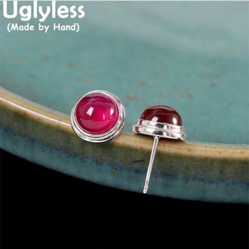 Uglyless 6MM MINI Stud Earrings for Women Corundum Earrings Solid 925 Sterling Silver Studs Gemstones Brincos Fine Jewelry E1630