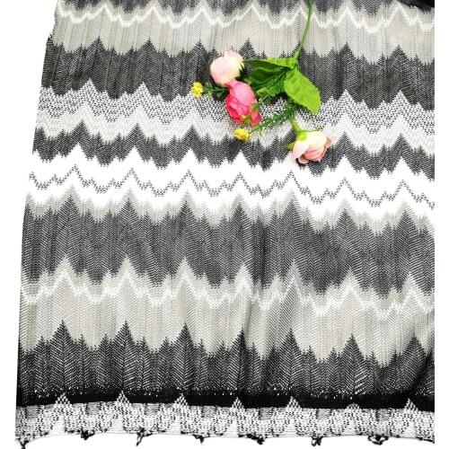 1 Yard Wave Striped Knitting Lace Fabrics Zig Zag Grey Fabric Soft Mesh Dress Fabric Floral 150Cm