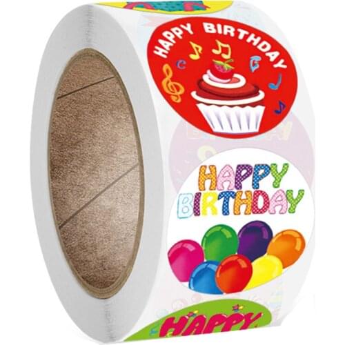 100-500pcs 8 Kinds Of Happy Birthday Stickers 1 Inch Round Party Gift Wrapping Cake Scrapbook Card Decoration Label