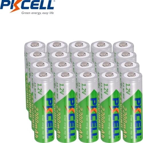 20PCS PKCELL 1.2v aa battery 2200mah Rechargeable battery AA NIMH batteries rechargeable batteria for camera toys