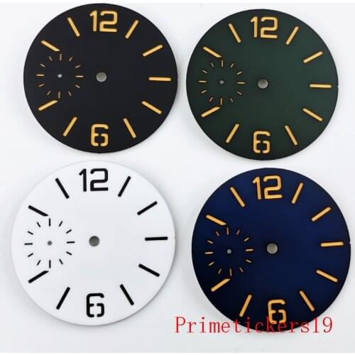 38.5mm sandwich black/blue/green/white sterile dial fit 17 jewels 6497 hand winding movement watch parts