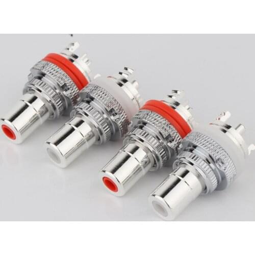 8pcs HighQuality Preffair RS3007S Silver Plated RCA Socket Female RCA Jack Binding Post Socket Connector for Amplifier CD Player
