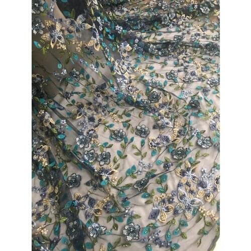 African Lace Fabric With beads SYJ-2986816 Latest Fabric High Quality Tulle Lace Fabric Dress