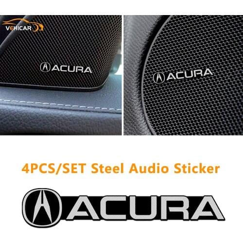 VEHICAR 4PCS Car Speaker Audio Stickers for ACURA Air Panel Steering Wheel Panel Decoration 3D Metal Emblems Sticker