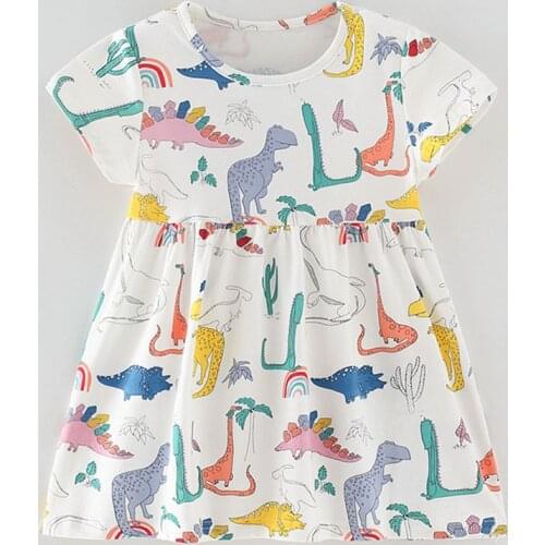 Brand Summer 100% Combed Cotton Short Sleeve Baby Girl Clothes Casual Children Clothing Infant Bebe Kids Beach Dresses for Girls