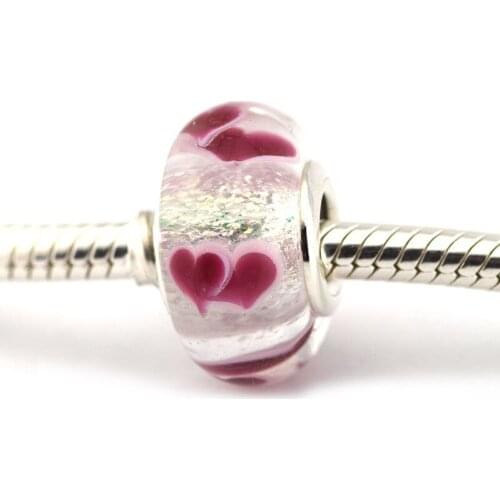 100% 925 Sterling Silver Murano Glass Beads Fits For European Pandora Charm Bracelet DIY Making Fashion Jewelry Free Shipping