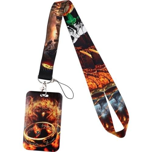 12pcs/lot E3381 The Ring Movie Card Holder ID Holder Man Woman Bus Card Holder Staff Card With Cartoon Lanyard