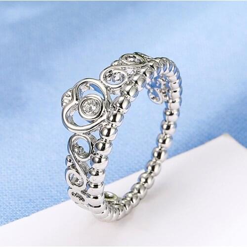 European & American fashion crown ring 925 silver retro CZ ring for women Engagement & Party DIY fine Jewelry gift Free shipping