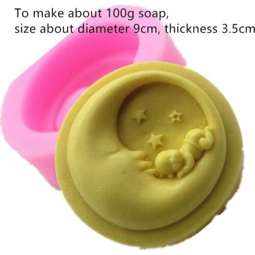 Cartoon Moon Face Mold Lovely Craft Soap Making Baby Sleeping Moon Shaped Round Silicone Soap Mold