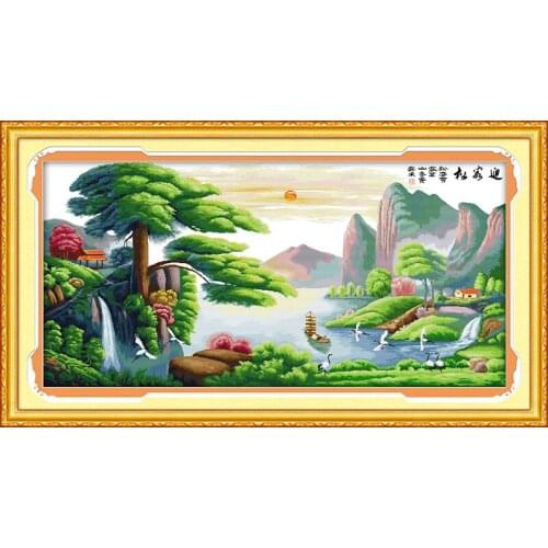 Smooth sailing cross stitch kit landscape18ct 14ct 11ct count printed canvas stitching embroidery DIY handmade needlework