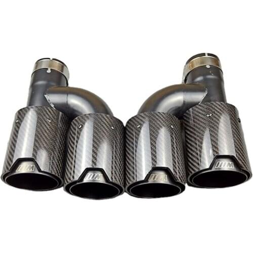 A Pair H Style Glossy Black Stainless Steel Exhaust Pipe Tailtip Muffler Auto Muffler For B-MW Double Glossy Carbon Exhaust Tip