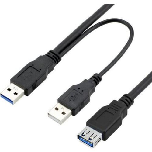 60cm 2ft 0.3m Y type cable two USB 3.0 A Male to USB Female Y cable for external Hard Disk with extra power