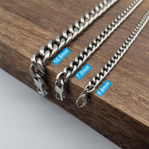 TA1 Pure Titanium Necklace 9.5 mm Width Link Chain long Necklace 24"