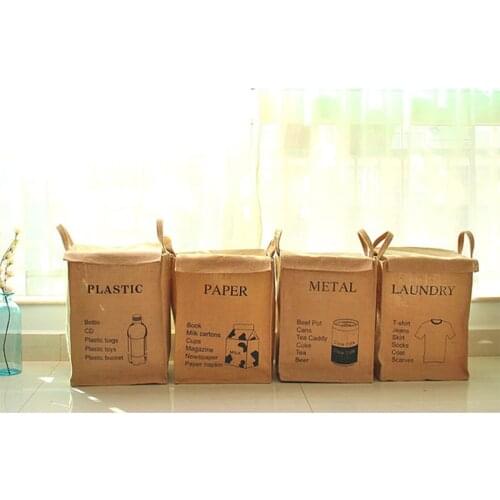 Gunnysack Storage Box,Separate Laundry Baskets ,Cloth Bucket,for Sundries,Toys,Portable Desktop Closets Organization