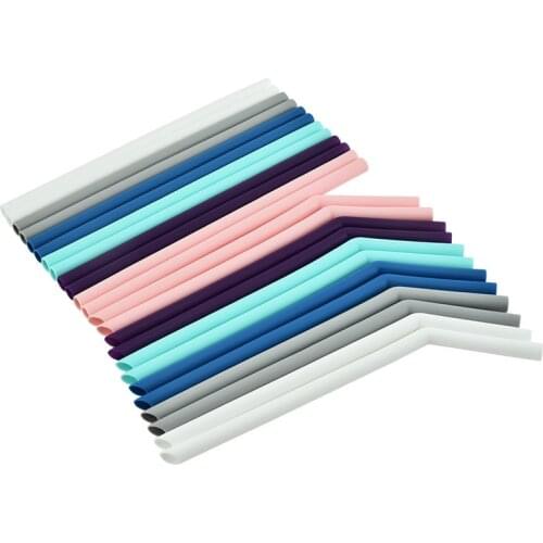Kitchen Accessory Reusable Silicone Drinking Straws Foldable Flexible Straw with Cleaning Brushes Kids' Party Supplies Bar Tools