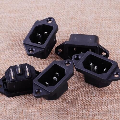 LETAOSK New 5 PCS AC 250V 10A 3Pin Plug Panel Mount Power Inlet Sockets Receptacle IEC 320 C14